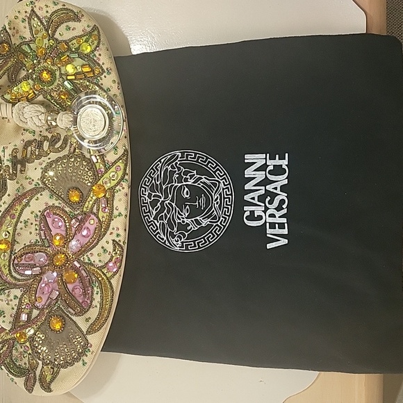 Embellished VERSACE Cream Floral Women's Bag - Picture 14 of 14